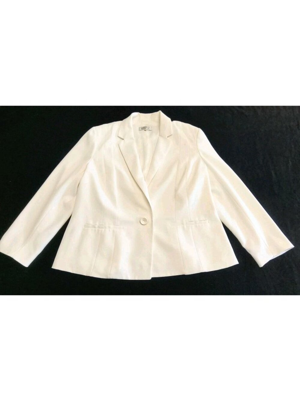 Kasper Women White Blazer Plus 20W One-Button Closure Professional Suit Jacket